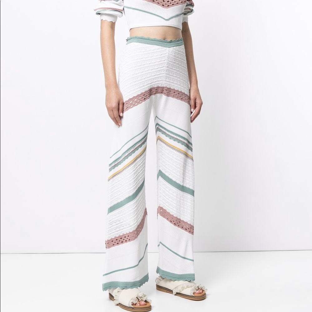 ALEXIS SALONI POINTELLE KNITTED WIDE-LEG PANTS